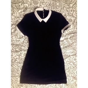 j.crew black dress with white collar